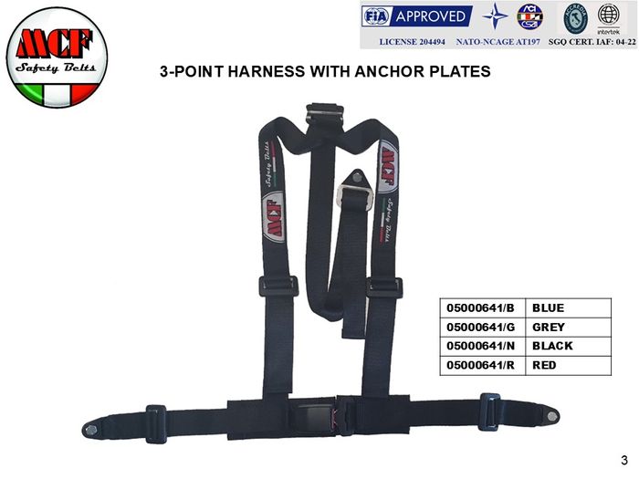 3-point harness ECE R-16 Approved