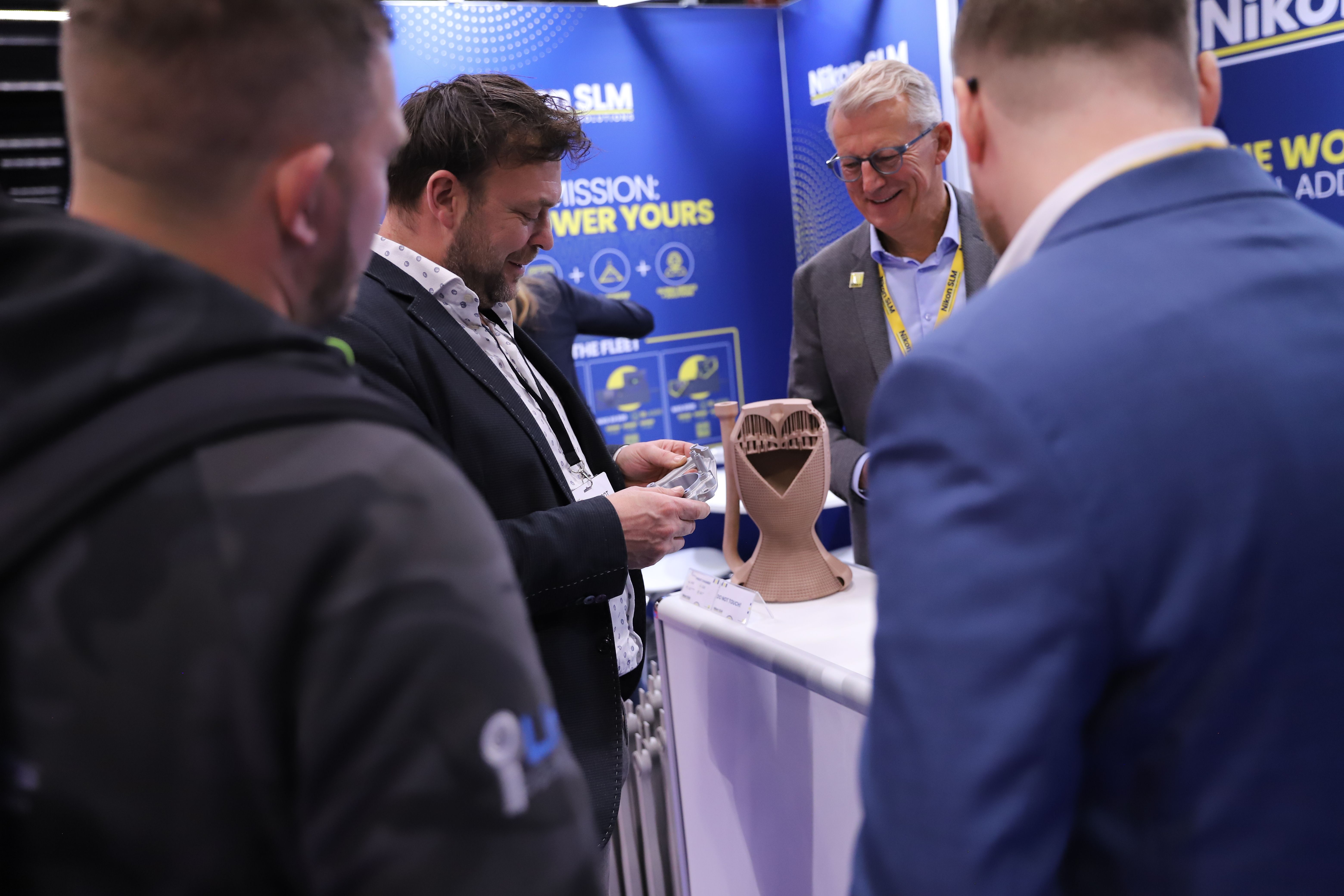 Photo shows Nikon SLM showcasing their additive manufactured components