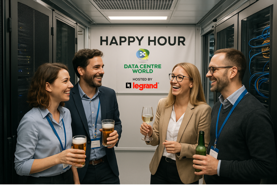 people enjoying a happy hour drink inside a modular data centre at data centre world frankfurt
