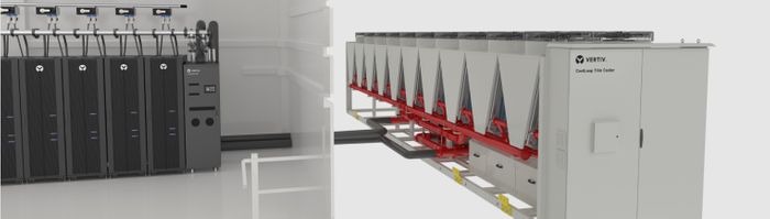 The Vertiv™ CoolLoop Trim Cooler is an energy-efficient and space-saving solution designed to operate with fluctuating water temperatures common to AI and HPC applications