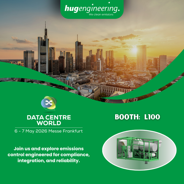 Hug Engineering at Data Centre World Frankfurt 2026: Emissions Control Built for Mission Critical Reality
