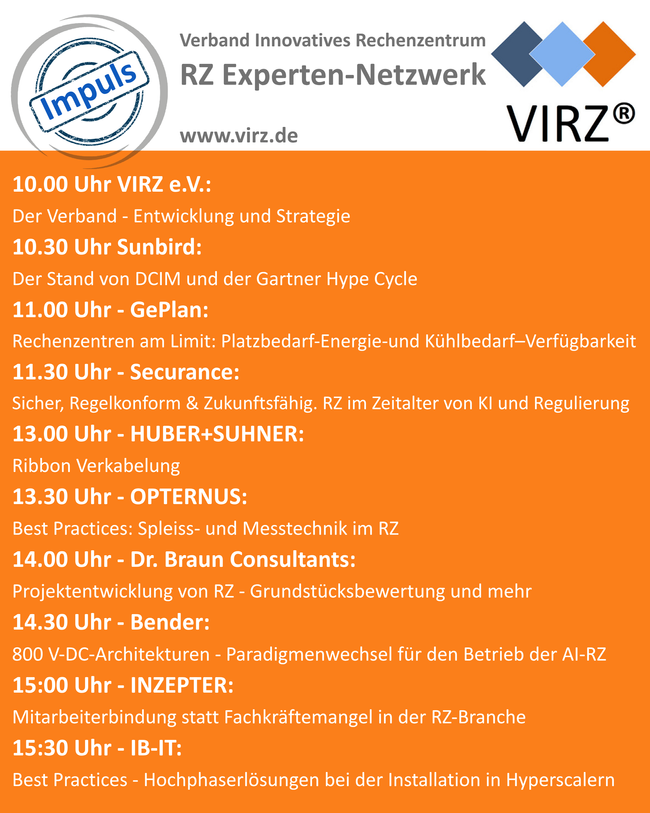 Innovative Impulsvorträge am Stand L070 VIRZ e.V: 