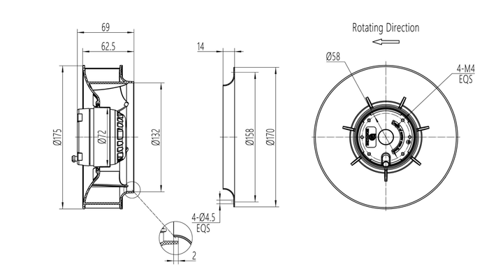 AC175mm Backward-curved Centrifugal Fan