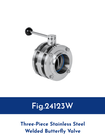 Three-Piece Stainless Steel Welded Butterfly Valve