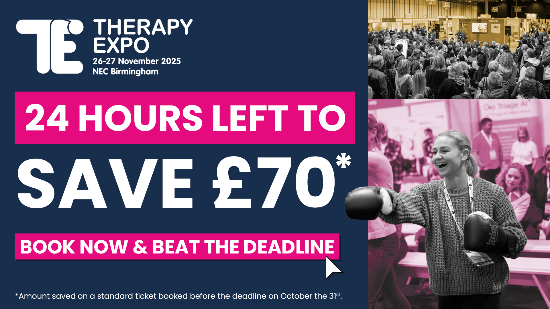 Save 20% on your ticket to Therapy Expo when you book before October the 31st.