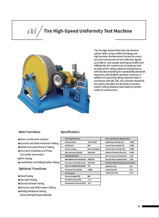 TMSI-Tire High Speed Uniformity Test Machine