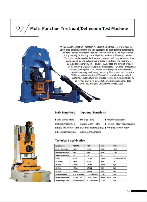 TMSI-Tire Load Deflection Test Machine