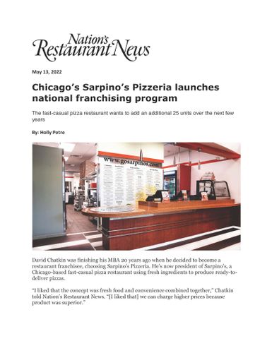 Sarpino's in the News