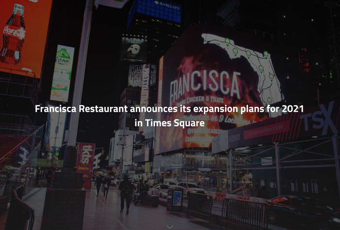 Francisca Restaurant Announces its Expansion in Time Square
