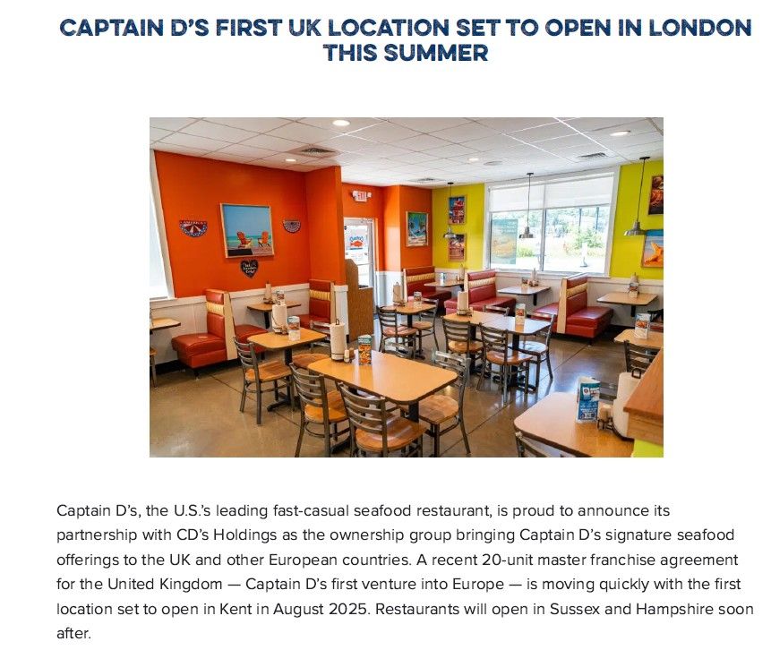 Captain D's First UK Locations