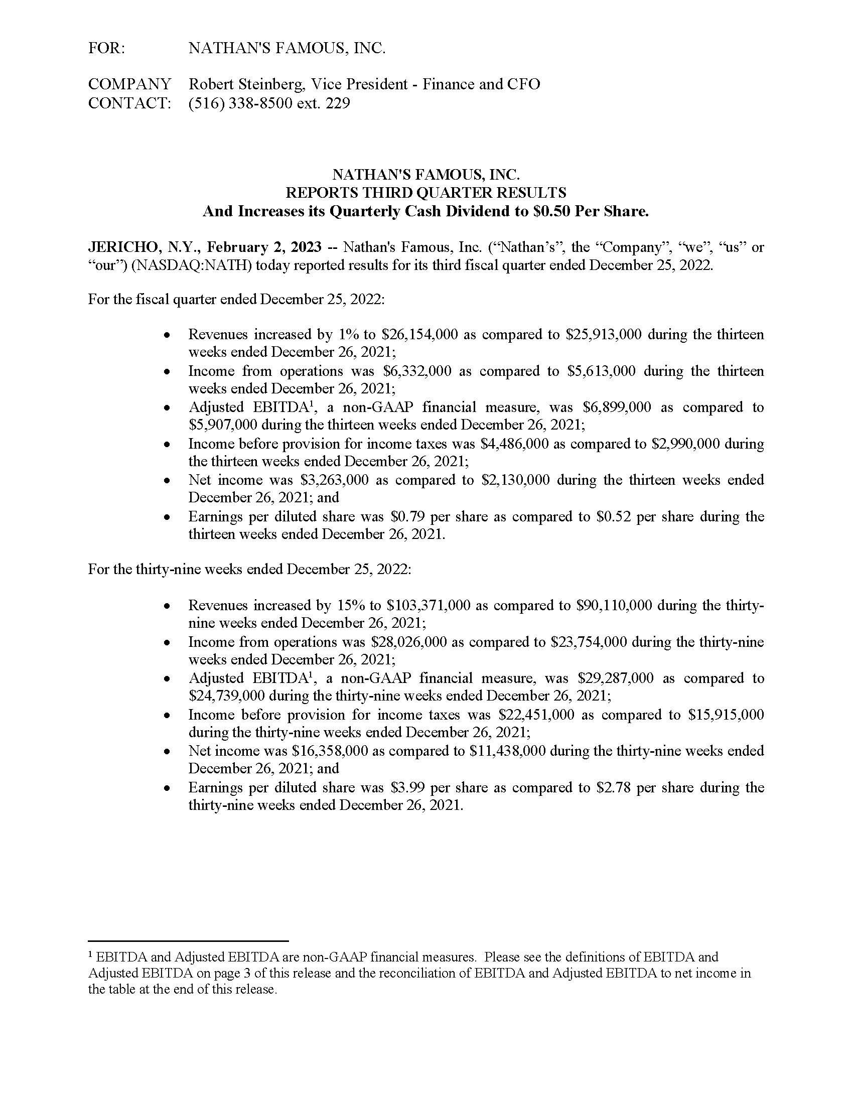 NFI Q3-2023 Press Release with Dividend Announcement