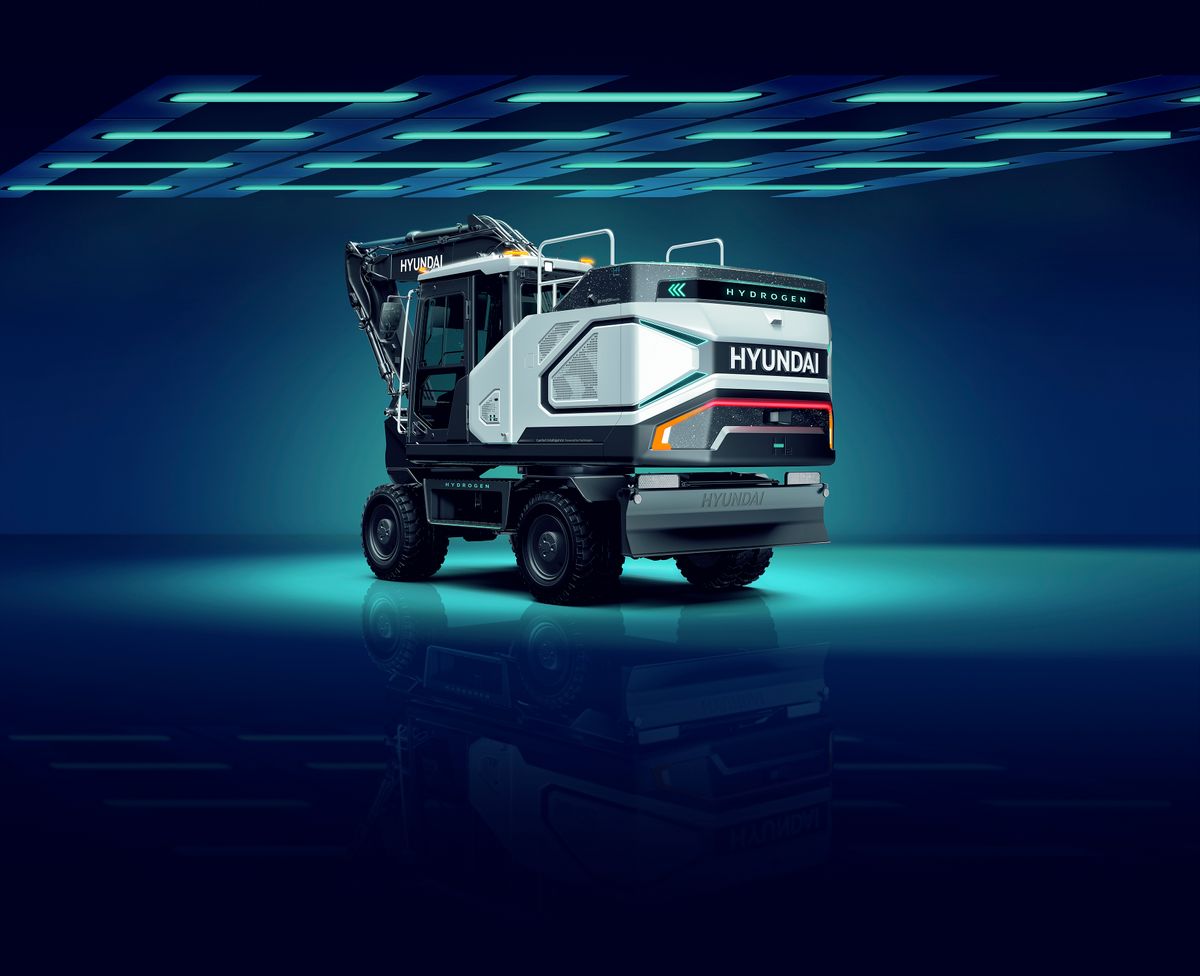 HYDROGEN EXCAVATOR DIGS IN AT BAUMA EXHIBITION