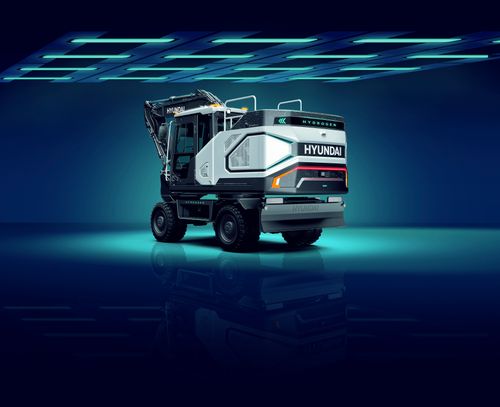 HYDROGEN EXCAVATOR DIGS IN AT BAUMA EXHIBITION