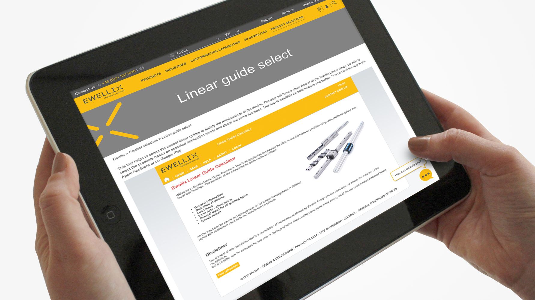 Ewellix online Linear Guide Calculator helps designers select the best product for their project