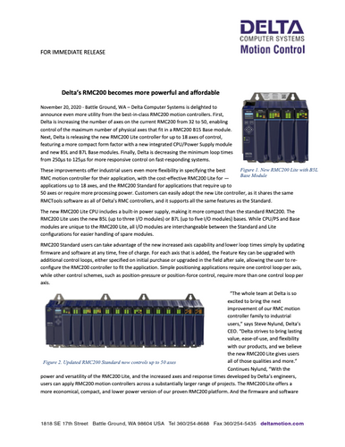 Delta's RMC200 becomes more powerful and affordable