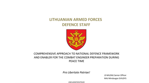11:15 AM - Comprehensive approach to national defence: framework and enabler for the combat engineer preparations during peacetime