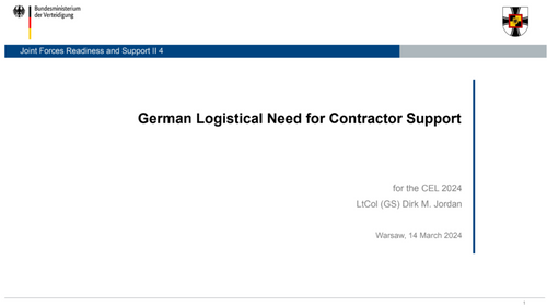 12:15 PM - Logistical challenges in light of the NATO Force Model – German perspective
