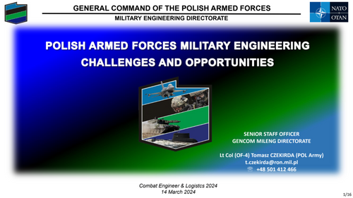 14:45 PM - Polish Military Engineering challenges and opportunities