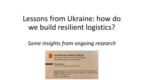 14:45 PM - Logistics lessons from Ukraine: how do we build resilient logistics?