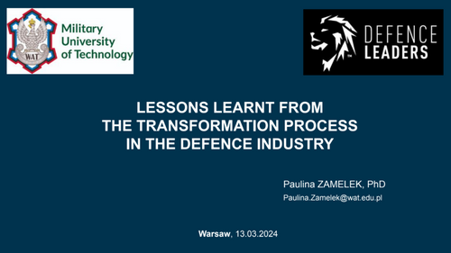 15:15 PM - Lessons learnt from the transformation process in the defence industry