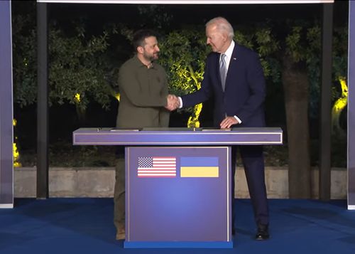 President Joe Biden and Ukrainian President Volodymyr Zelenskyy Sign 10-Year Bilateral Security Agreement