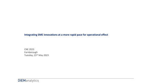 11:40 AM - Integrating SME innovations at a more rapid pace for operations effect.
