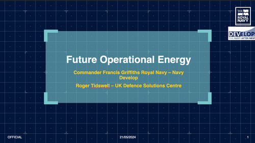 09:00 - Future operational energy in the maritime domain