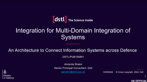 11:15 - Integration for Multi-Domain Integration of Systems: An architecture to connect information systems across Defence