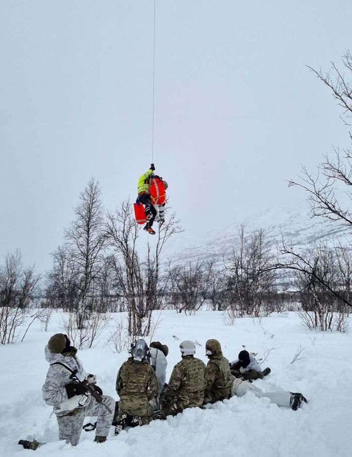 Royal Marines work with Norwegian emergency services on avalanche rescue training