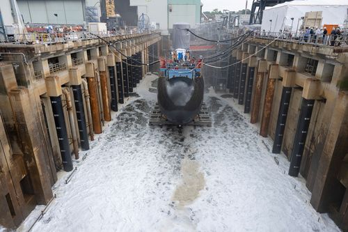 New U.S. Submarine Launches Into The Water