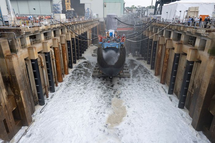 New U.S. Submarine Launches Into The Water