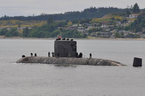 Canadian navy submarine performs tests off Victoria