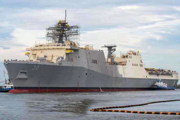 Naming Ceremony For US Navy Amphibious Transport Dock Ship