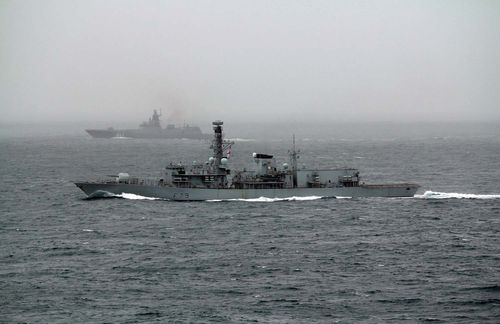 Royal Navy warship escorts Russian task group in the English Channel