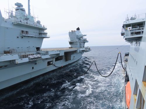 Dracula spectacular as HMS Queen Elizabeth and RFA Tideforce link up off Whitby