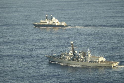 Royal Navy Frigate Shadows Russian Spy Ship