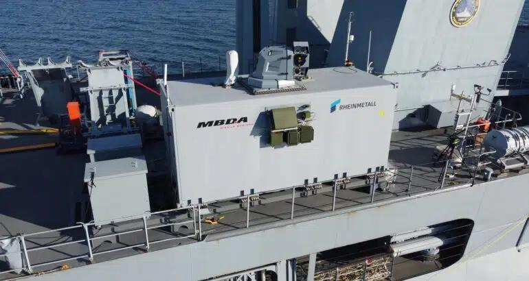 German Frigate Sachsen Engages Drones With Laser Weapon