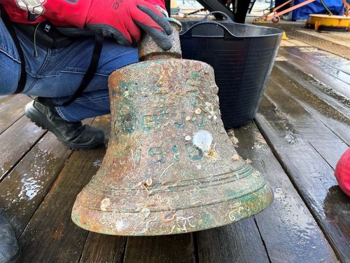 Bell from famous US destroyer sunk off Scillies returned to its owners