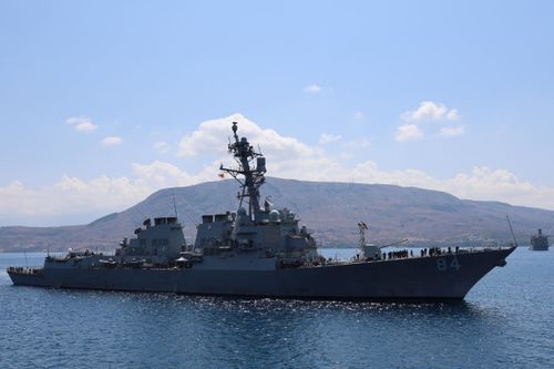 U.S. Navy Destroyer On Manoeuvres In Eastern Mediterranean
