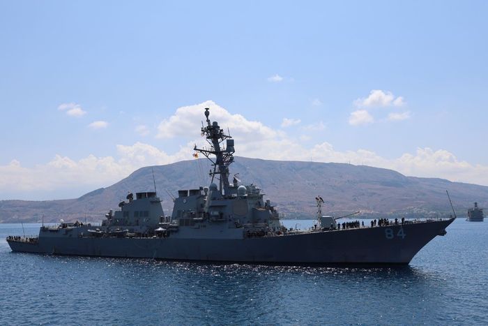 U.S. Navy Destroyer On Manoeuvres In Eastern Mediterranean