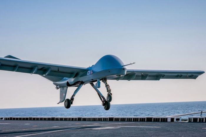 Gray Eagle Soars From Sea To Land