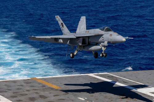 Fighter Plane Lost Overboard from US Navy Aircraft Carrier