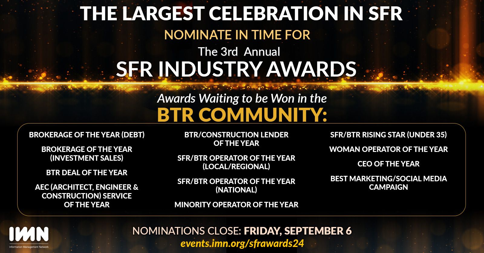 BTR Awards to Win at the SFR Industry Awards