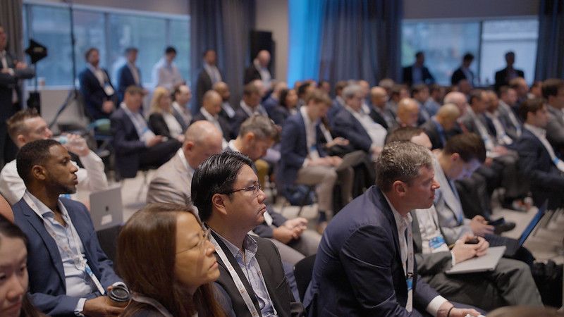 Senior finance professionals attending an industry conference