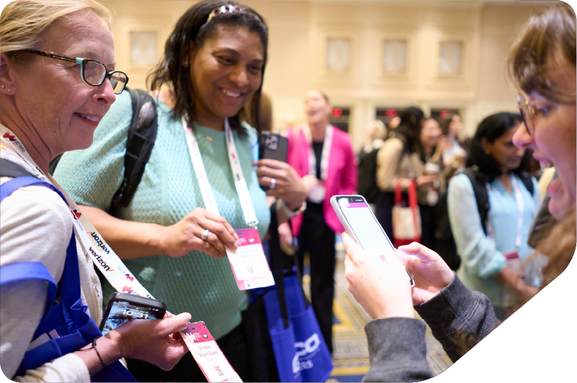 Women in Tech USA networking between 3 women