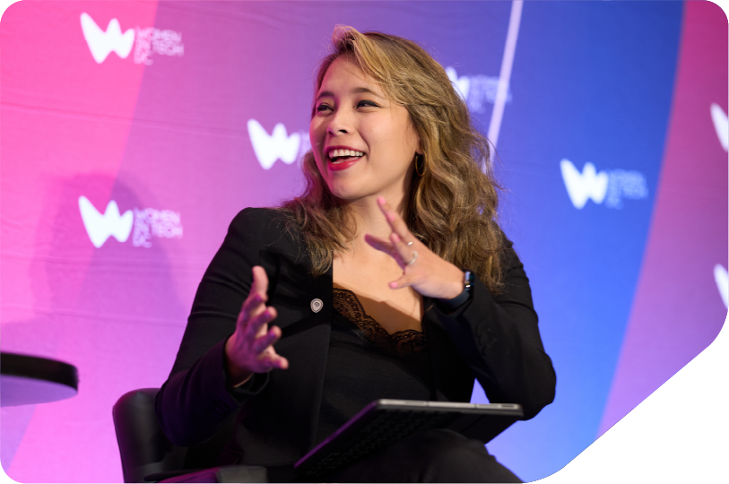 Women in Tech USA networking between 3 women