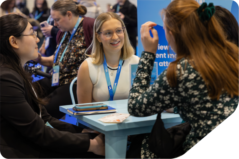 3 women networking togther in session