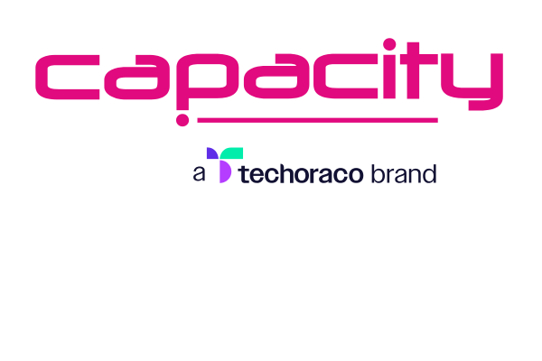 Capacity logo in pink, underneath 