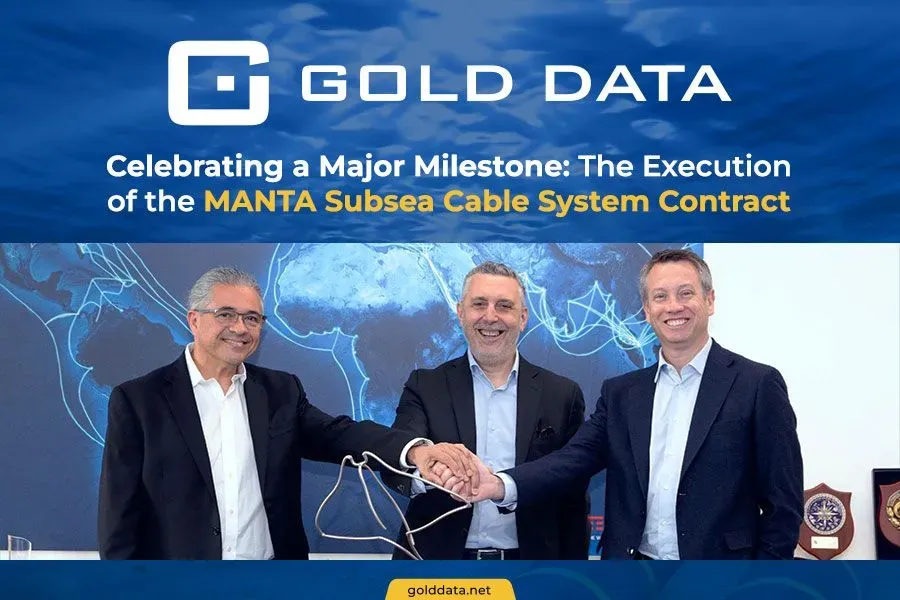A promotional banner for Gold Data titled 
