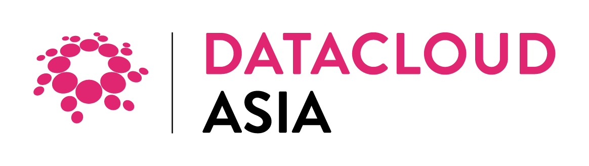 Logo of Datacloud Asia. The word Datacloud is in bright fuchsia pink and Asia is in white
